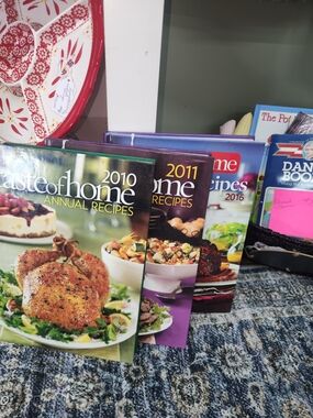 Taste of Home Cookbooks Set with Green, Purple, Blue Covers